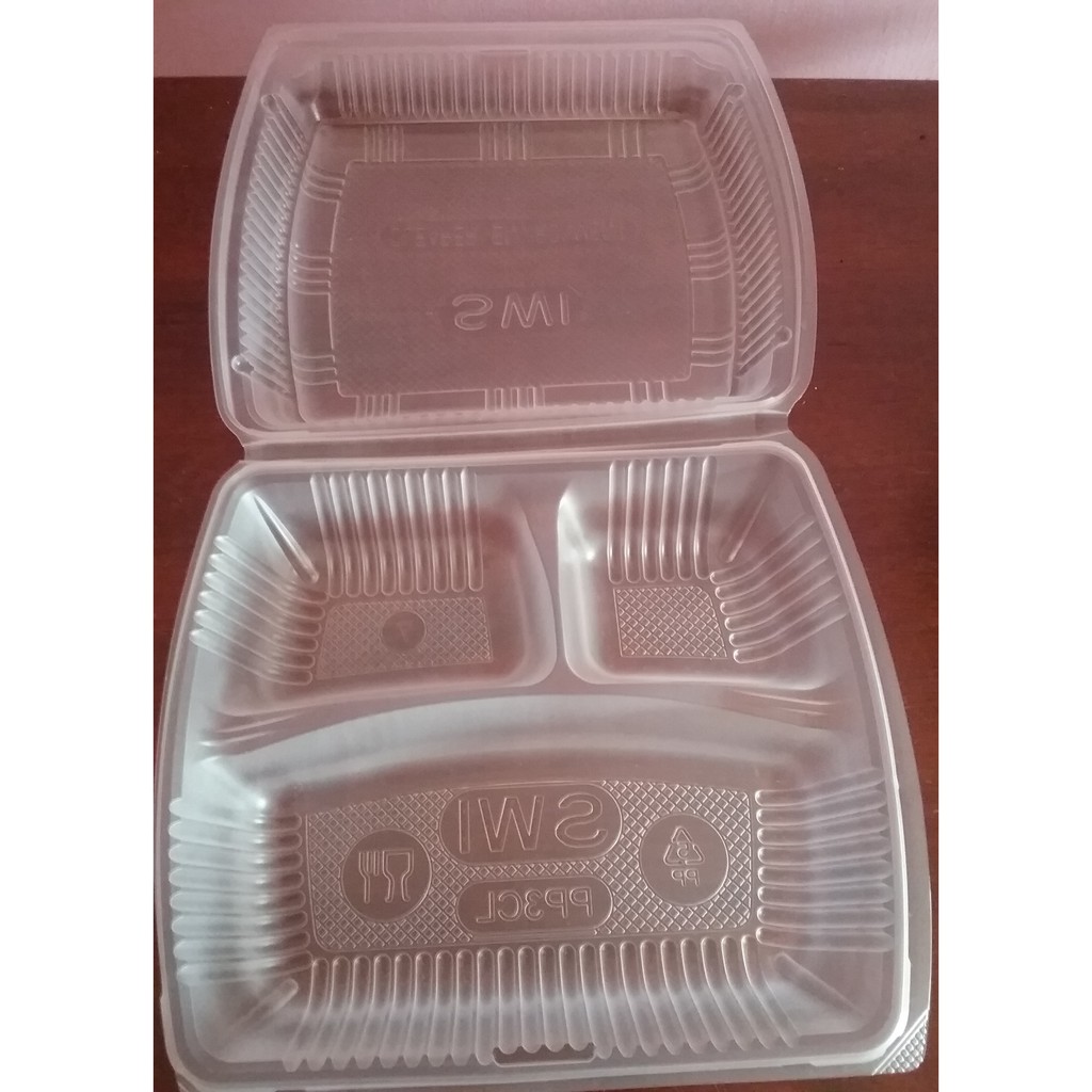 Plastic Disposable Lunch Box Food Tray Bekas Makanan Kotak Nasi Plastik