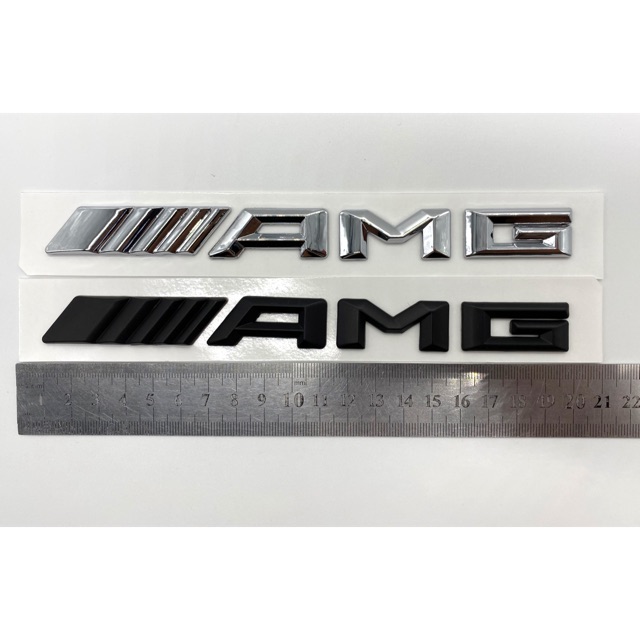 New Mercedes Benz AMG Emblem Logo Chrome / Matt Black AMG Wording Emblem Badge Letter Logo