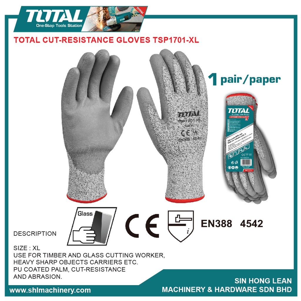 TOTAL CutResistance Gloves TSP1701XL Shopee Malaysia
