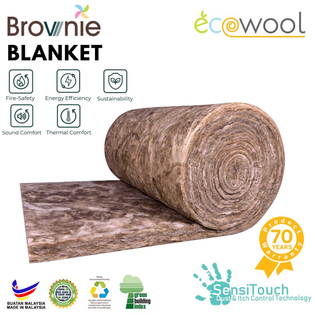 Ecowool Brownie V2 Blanket Fibre Glass Mineral Insulation Sound Proofing Heat Insulation