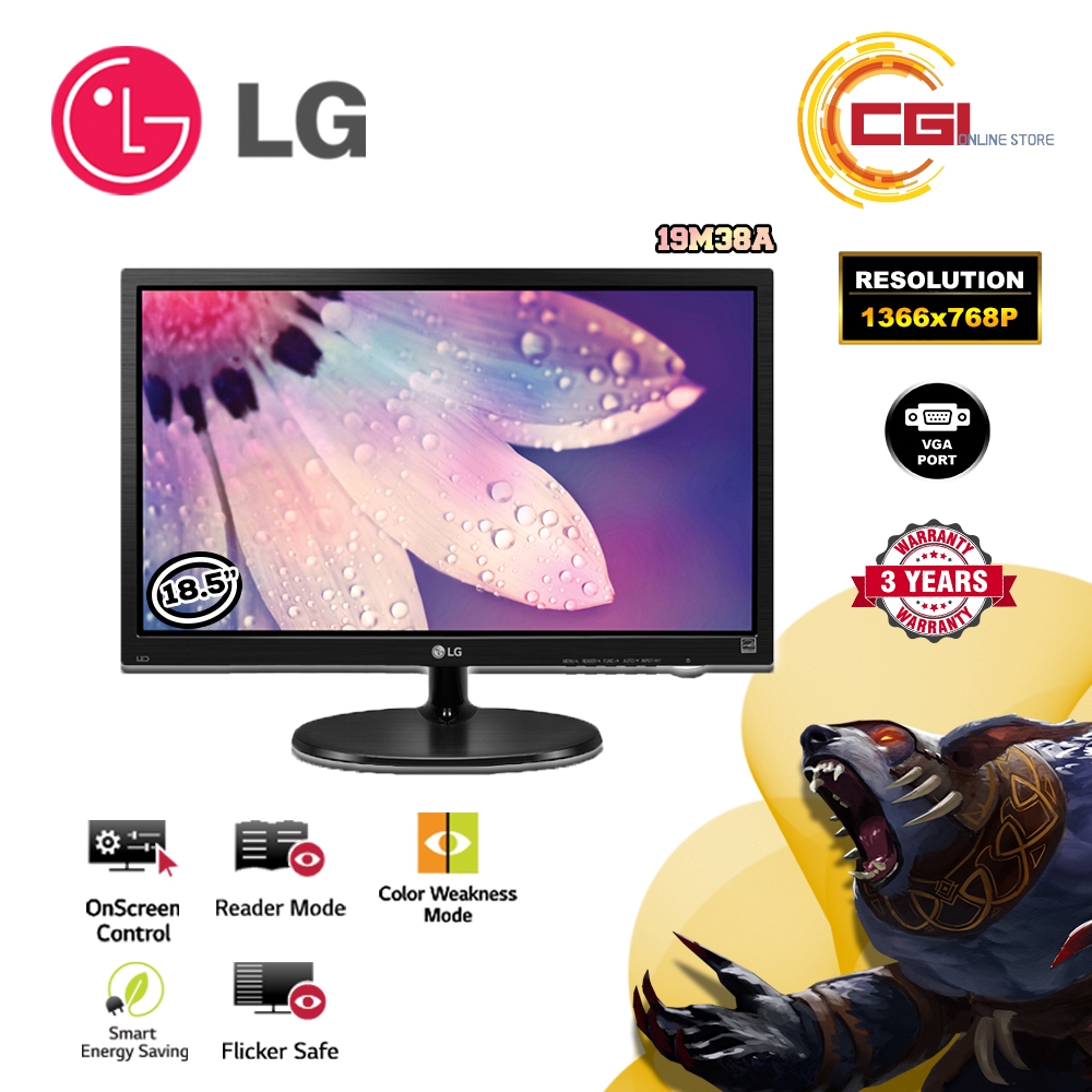 LG 18.5" 19M38A LED Monitor Shopee Malaysia