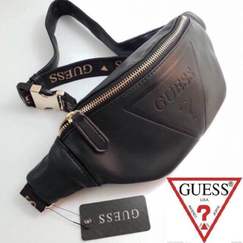 Guess Sling Bag Men / Bagscapade GUESS? Black Full Leather Sling Bag