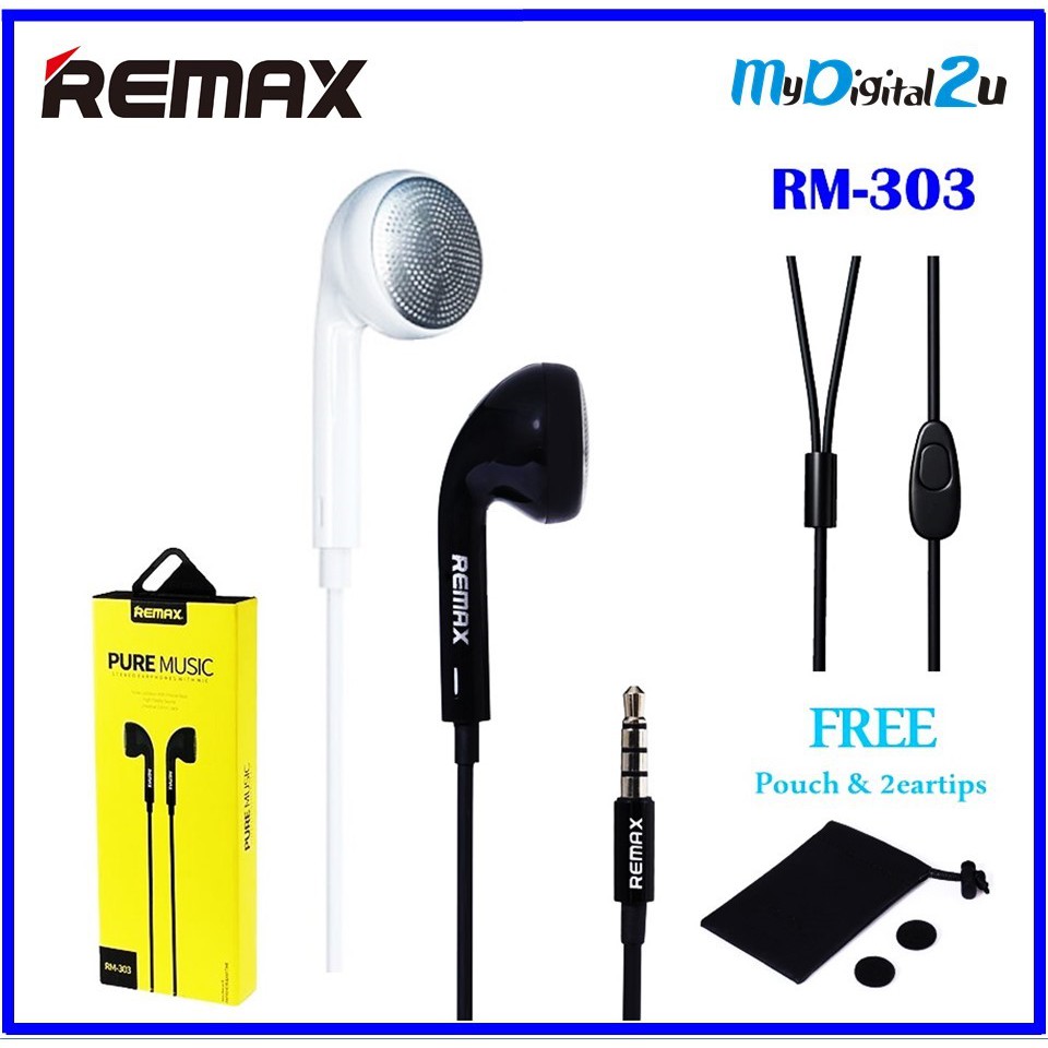 Original Remax RM303 High Quality Pure Music 3.5 MM Earphone with MIC