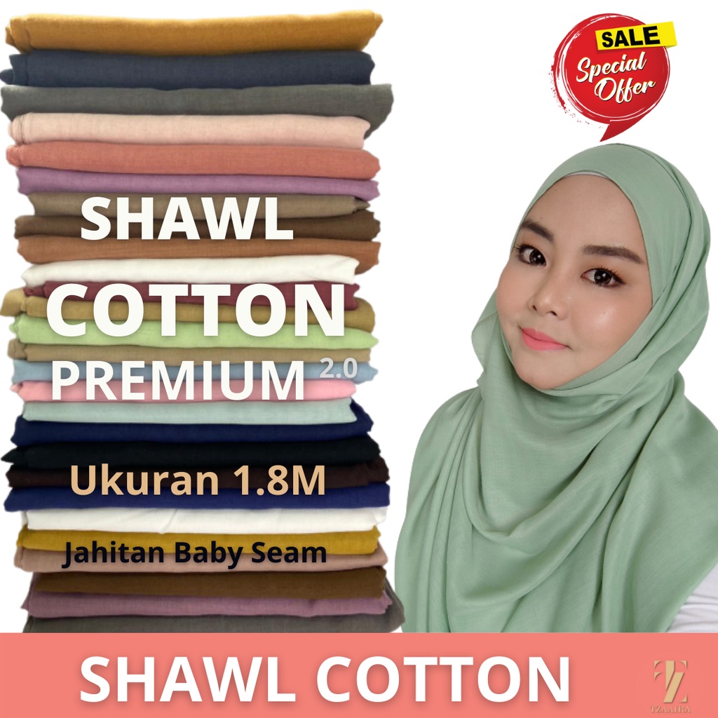 [Ready Stock] Shawl Cotton Premium Plain 2.0 / Shawl Cotton Murah / Shawl Cotton / Plain Shawl