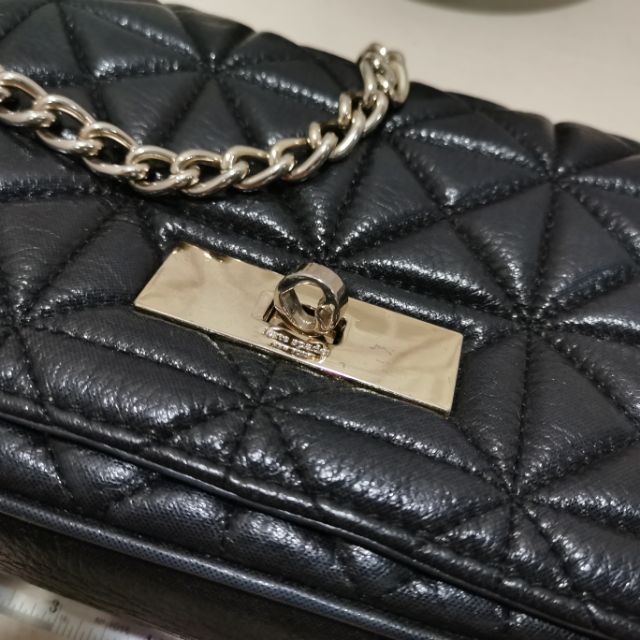 Kate Spade Black Soft Leather Quilted Handbag Shopee Malaysia