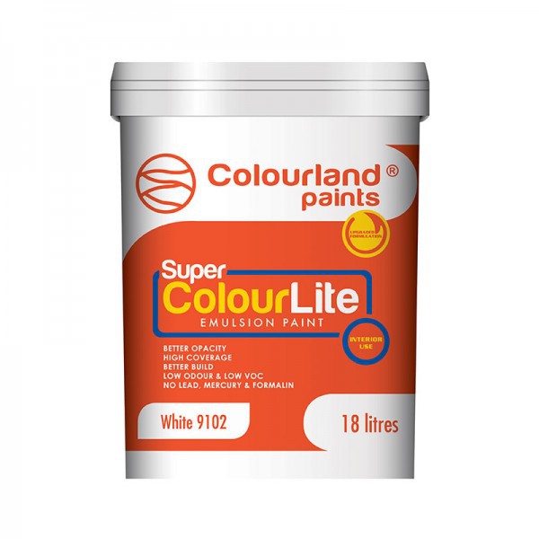 [COLOURLAND] 18 LITER Super Colourlite Emulsion Paint White Undercoat 9102 / Cat Putih Batu Bata