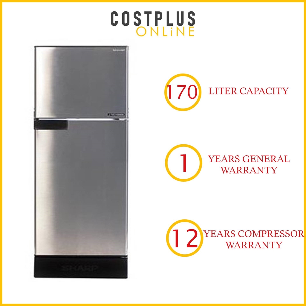 Sharp SJ189MS 170L JTech Inverter 2 Door Fridge Refrigerator with Tempered Glass Shelf Shopee