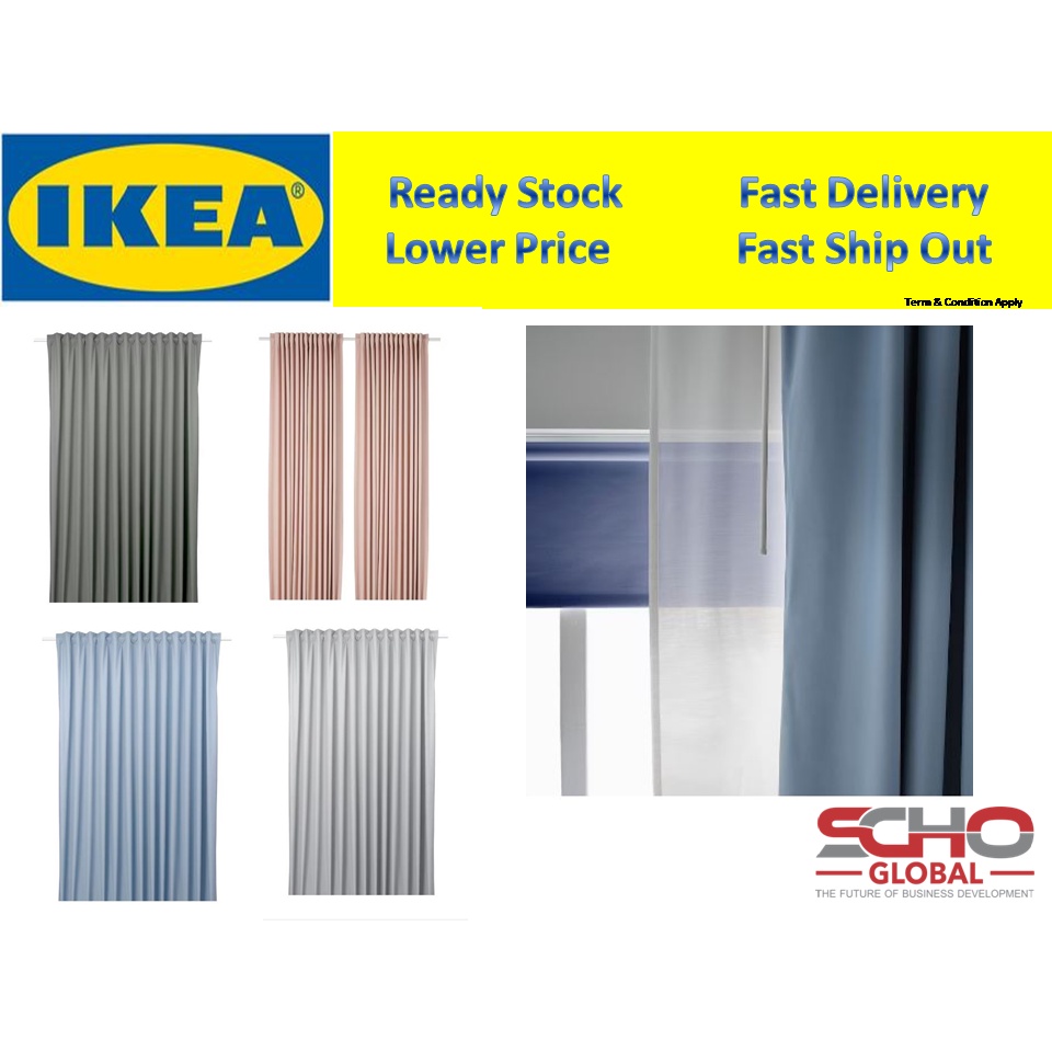 IKEA BENGTA Blockout curtain, 1 length, light grey, 210x250 cm