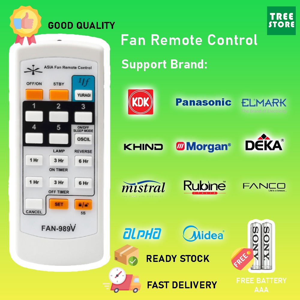 Universal Fan Remote Control RMF989 Deka Wings Elmark KDK REZO VENTUS