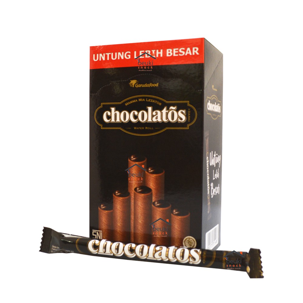 Chocolatos Wafer Box Roll Dark Choco Chocolate Wafer Chocolatos Dark Delicious Chocolate Flavor - 20Pcs X 16Gr | Box Chocolatos Wafer Roll Dark Choco Wafer Coklat Chocolatos Rasa Coklat Dark Enak -