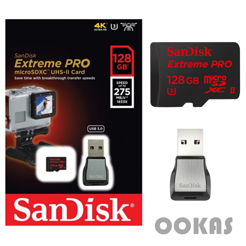SanDisk Extreme Pro UHSII U3 Micro SD Card Mmemory (275MB/s x 128GB x
