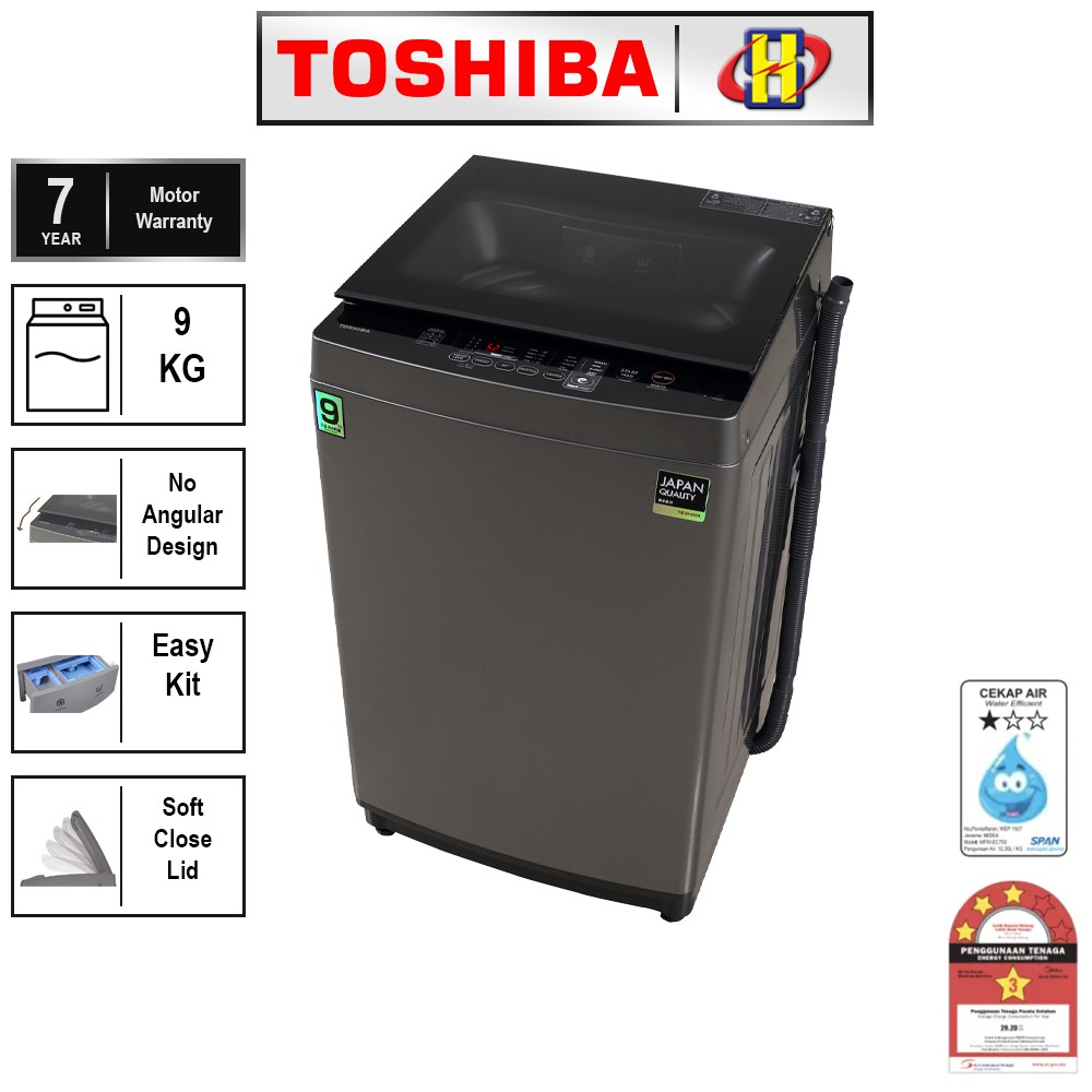 Toshiba Washing Machine (9kg) Soft Close Lid AWJ1000FM(SG) Shopee