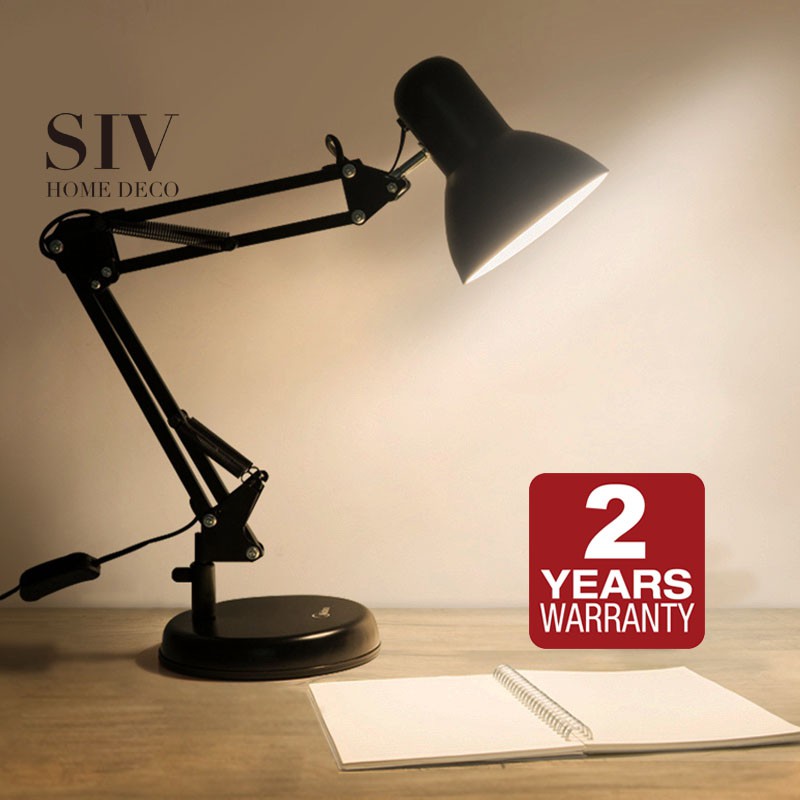 SIV Study Table Lamp Office Desk Light Lampu With Flexible Swing Arm