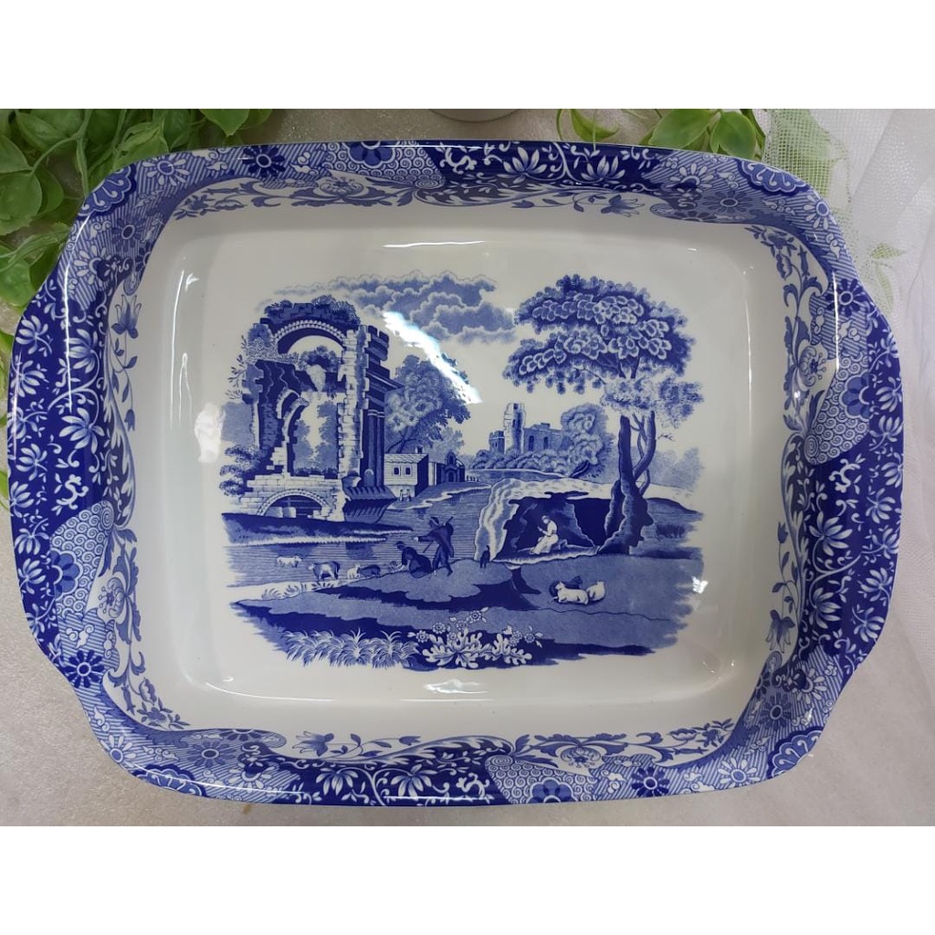 [Readystock] Spode Blue Italian Rectangular Handle Dish Large (First