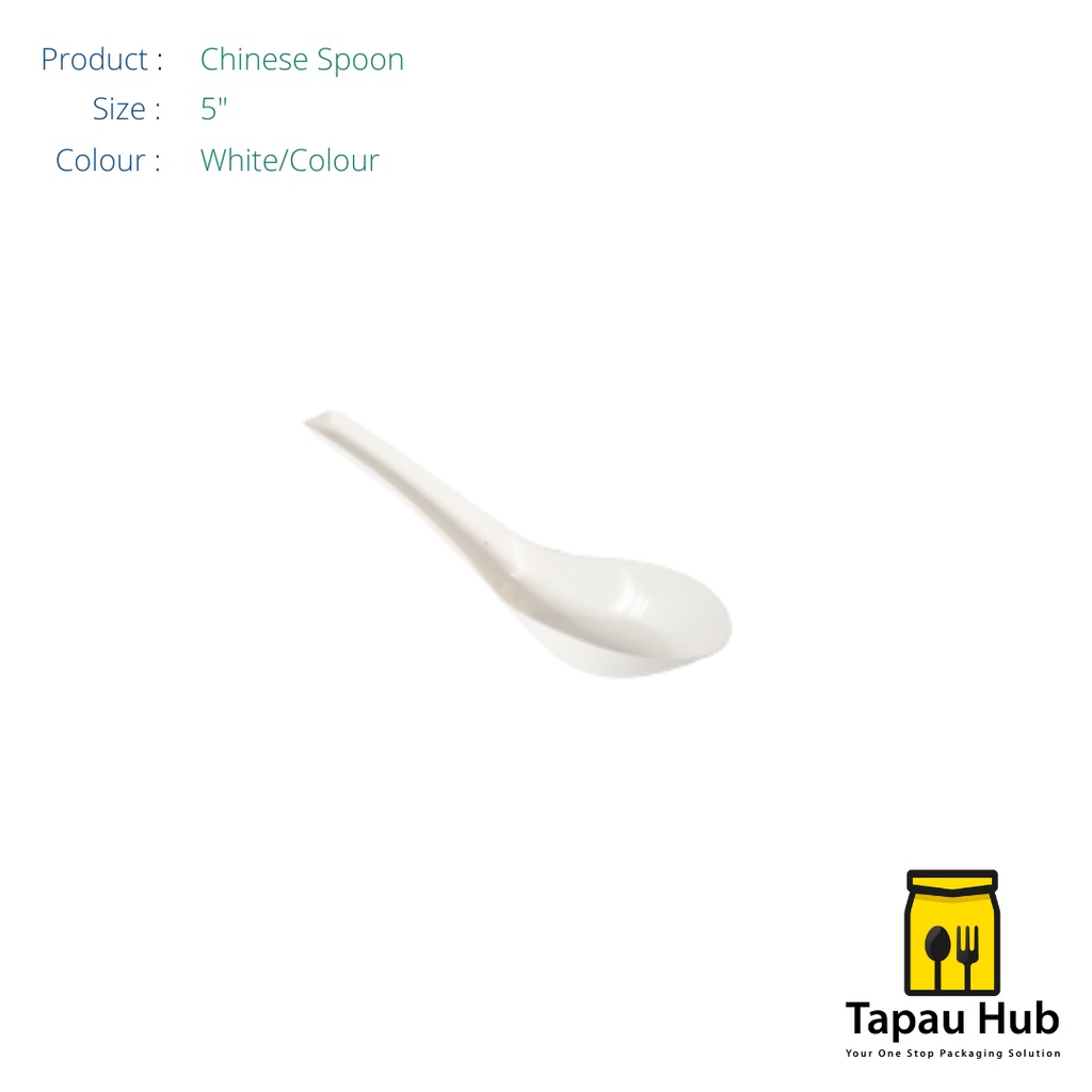 Disposable Plastic Chinese Soup Spoon (Green/White/Black/Yellow/Red