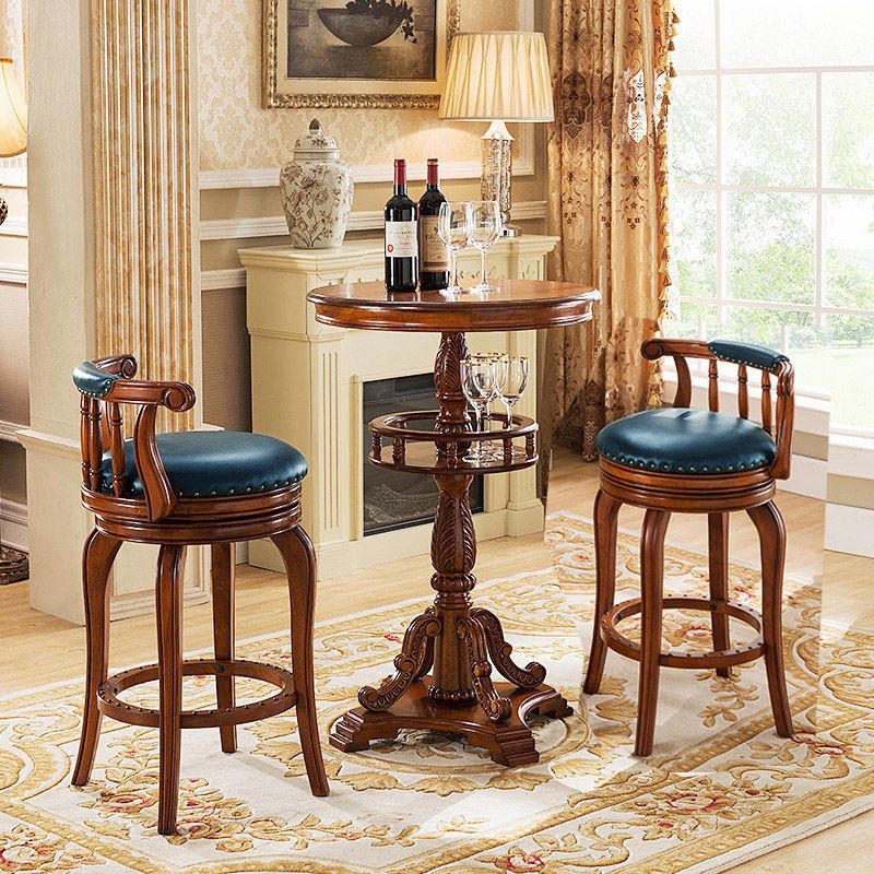 Solid oak wood bar stools, European leather bar stools, bar stools