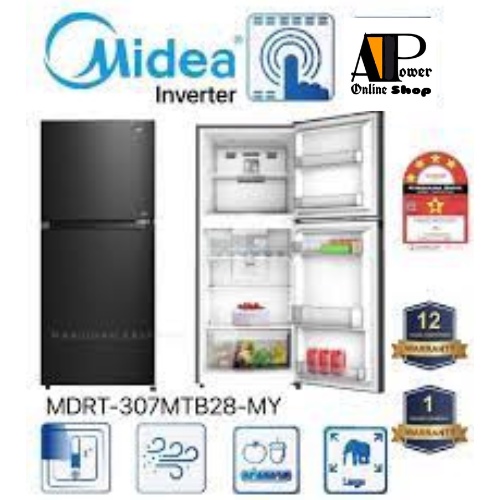 MIDEA MDRT307MTB28MY GROSS CAPACITY 240L 2DOOR INVERTER FRIDGE