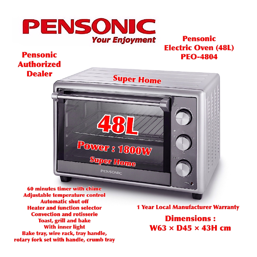 Pensonic Electric Oven PEO4804 Convection Electric Oven (48L) Shopee