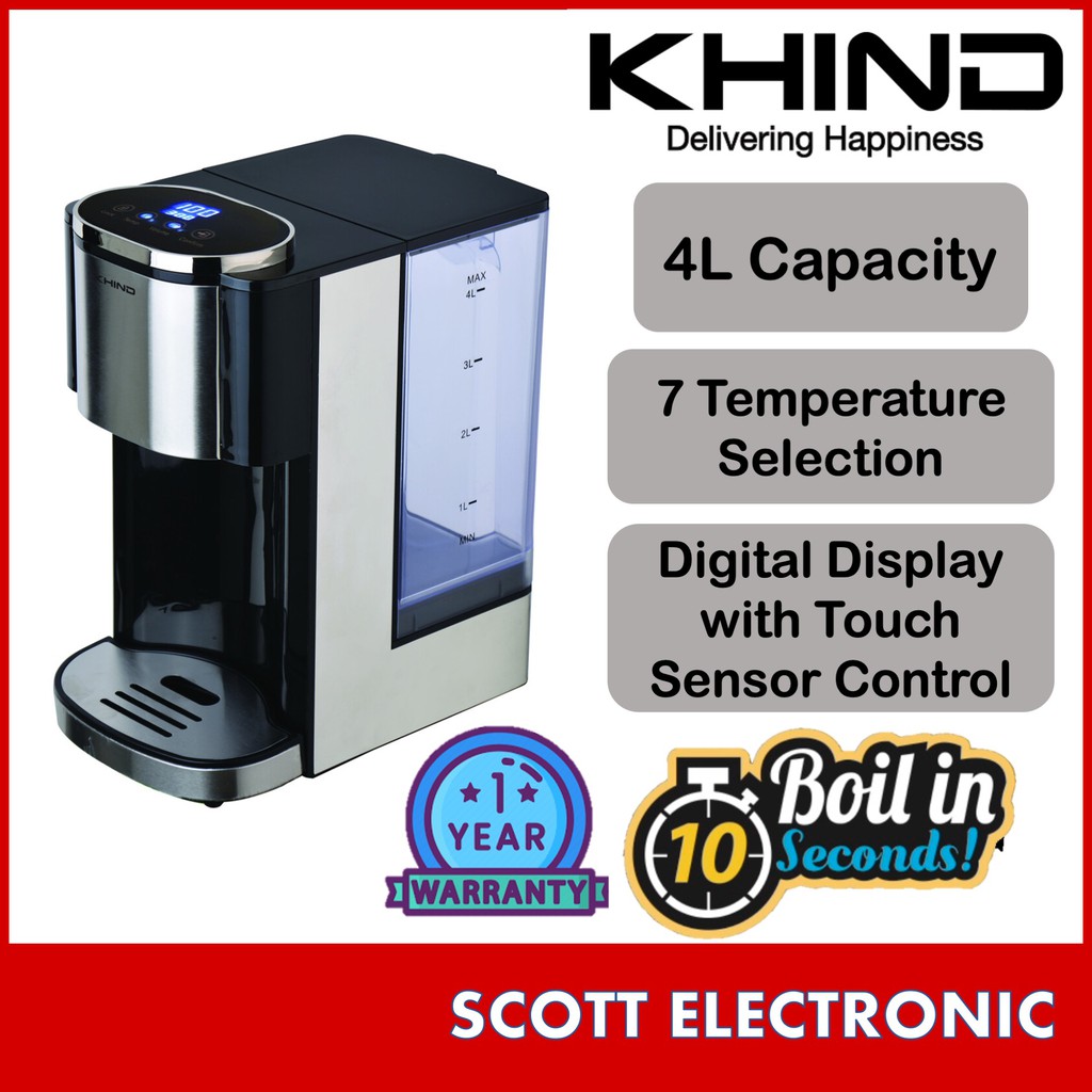 KHIND 4.0L Instant Boiler Hot Water Dispenser EK2600D with 4L Capacity