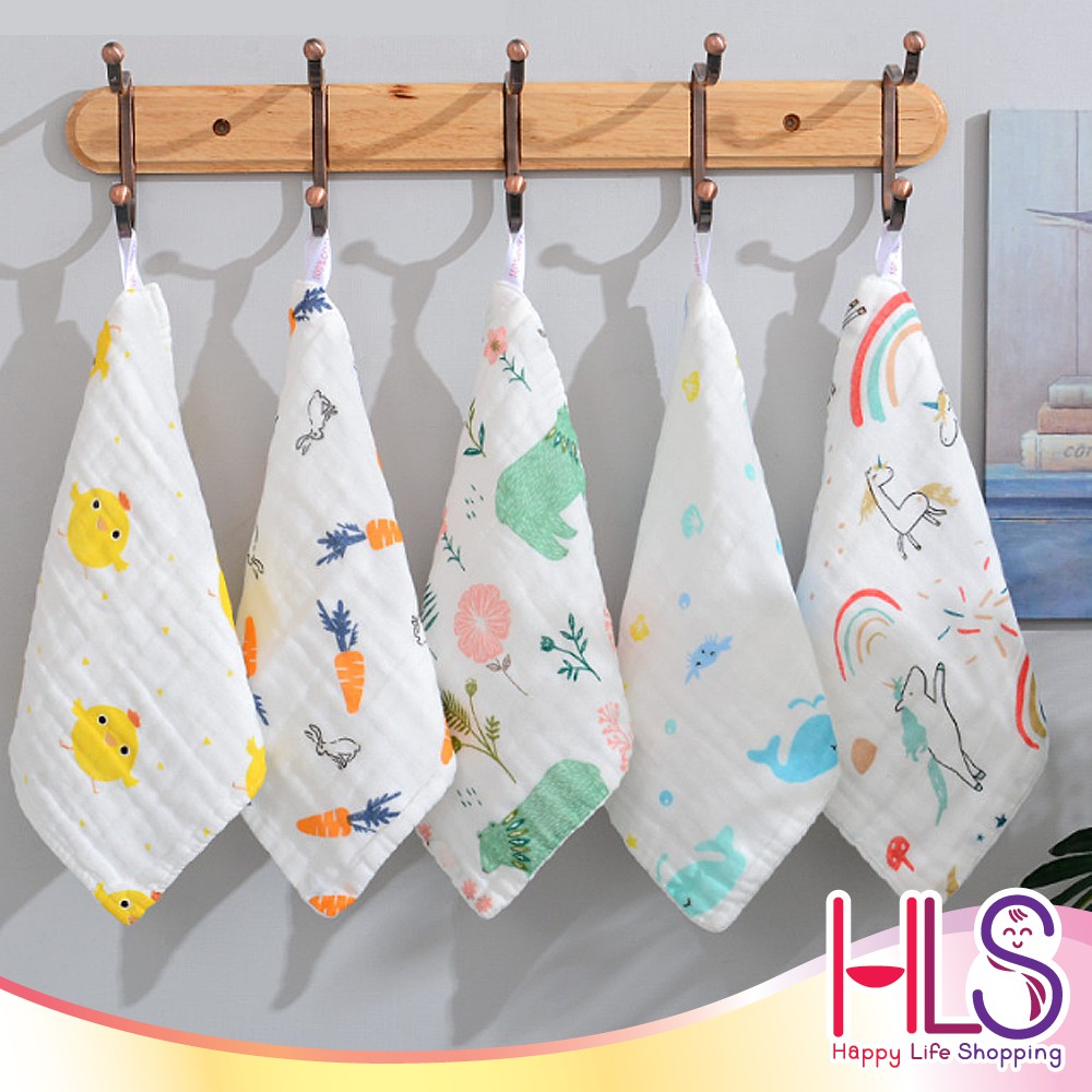 HLS Baby Hanky Handkerchief 30x30cm 6 Layer Towel Muslin Cotton Infant