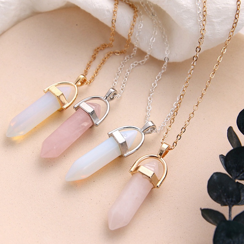 Hot sale Hexagonal Column Quartz Necklaces Pendants Fashion Natural