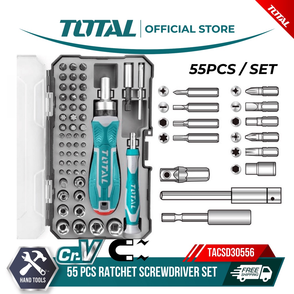 Total Ratchet Screwdriver Bit Set (55 Pcs) TACSD30556 Shopee Malaysia