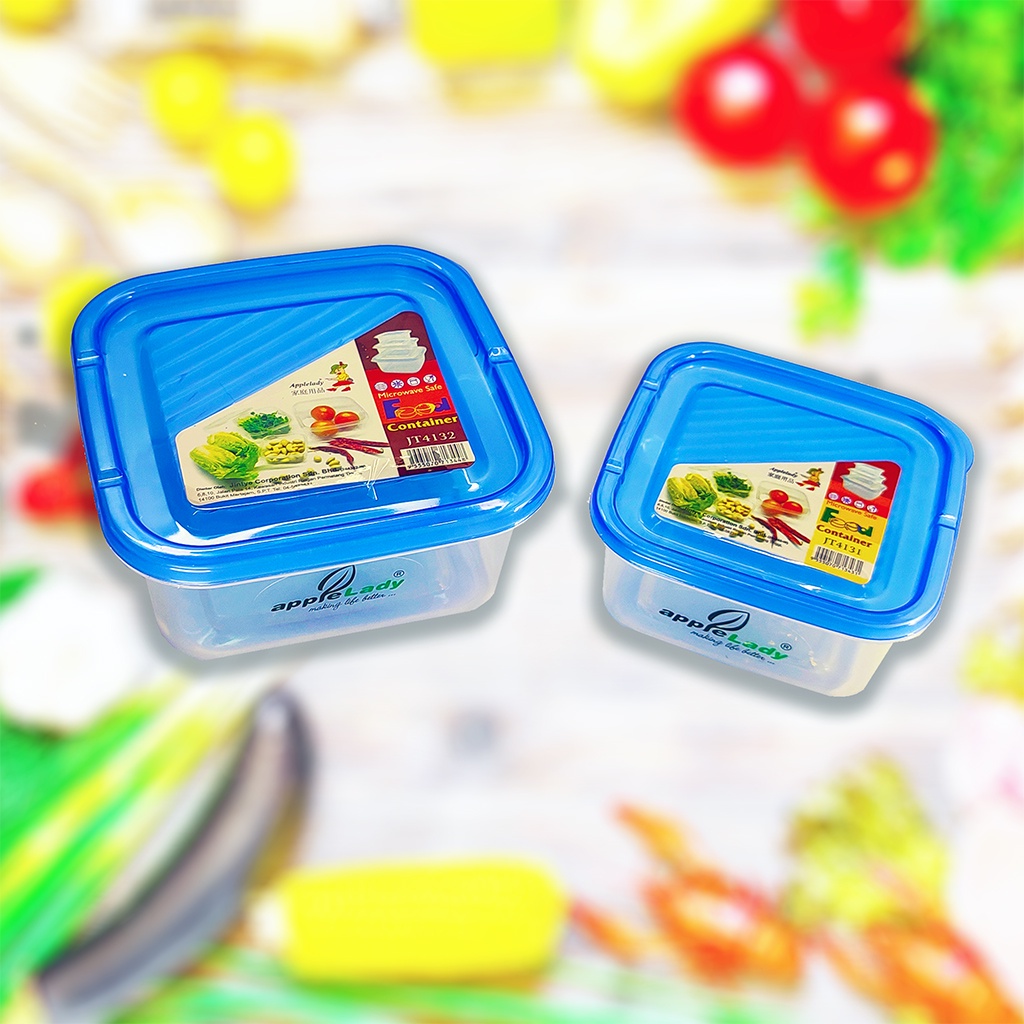 Applelady Small Square Plastic Food Container with Cover Bekas Makanan