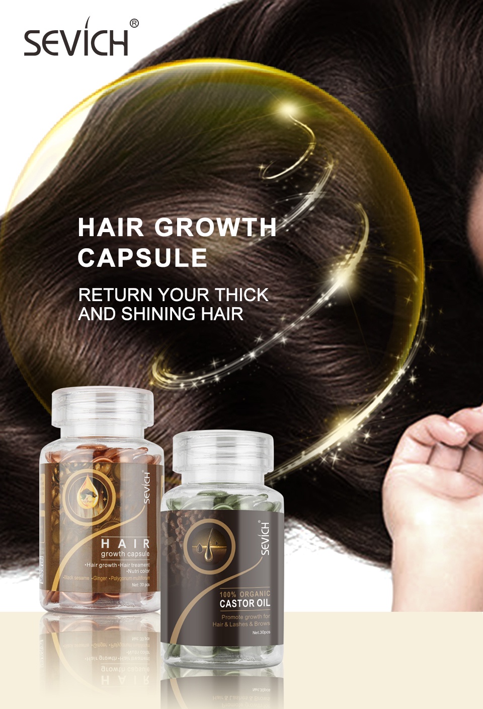 SEVICH Hair Growth Serum Antihair Loss Hair Vitamin 30 Capsules