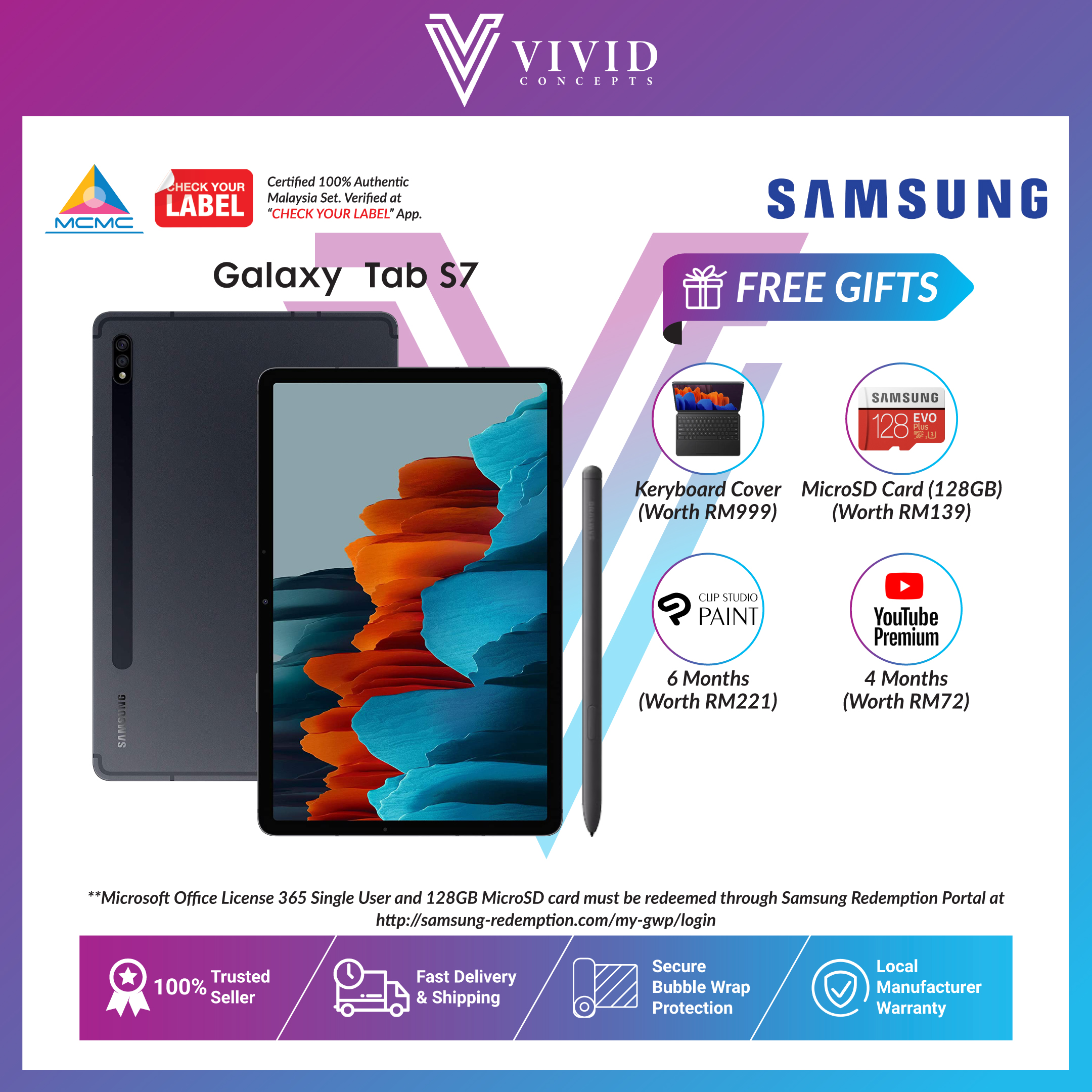 [MY SET]Samsung Tab S7 Plus Wifi With S Pen [8GB/256GB] Shopee Malaysia