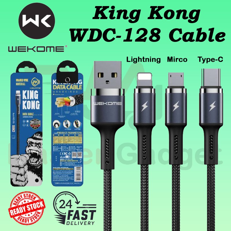 (Ready Stock) WK King Kong WDC128 Cable Enjoy Version Lighthingg