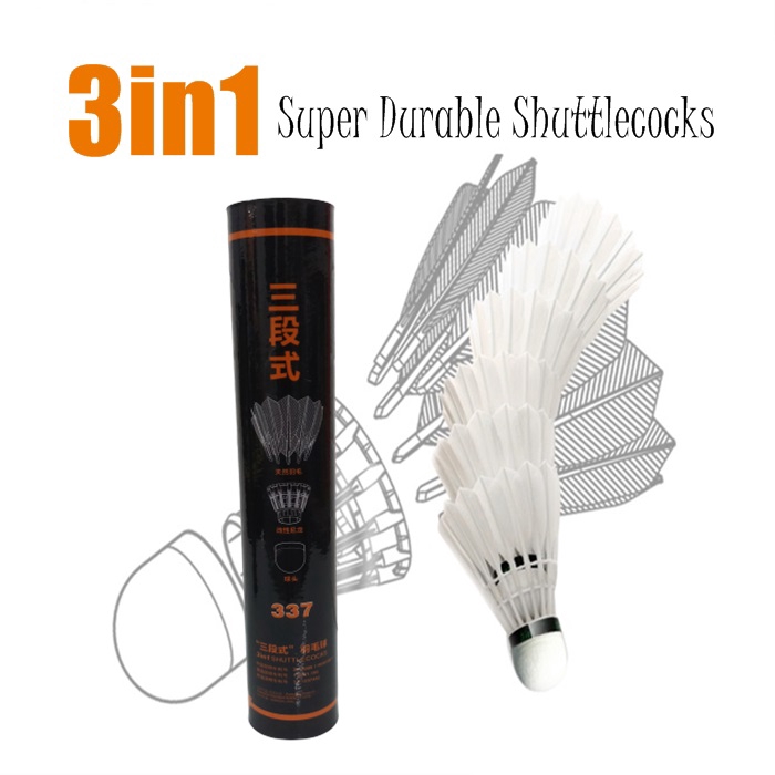 3 In 1 Super Durable Badminton Feather Shuttlecock (12pcs) Shopee Malaysia