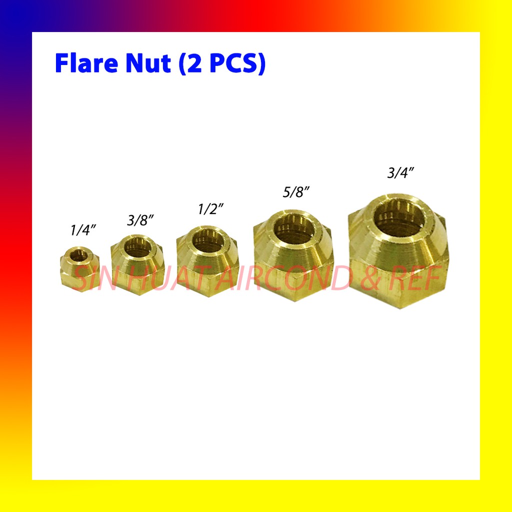 (2 PCS) Flare Nut for Aircond (1/4", 3/8", 1/2", 5/8", 3/4") Air