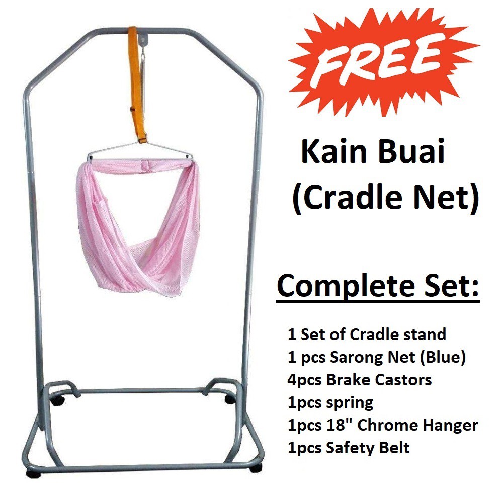 Rangka Buai Buaian Bayi / Baby Cradle Stand with Sarong Net & Lockable