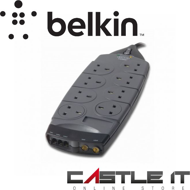 BELKIN F9G823SA4M EXTENSION SOCKET SURGE PROTECTOR 8PLUGS AV & RJ11