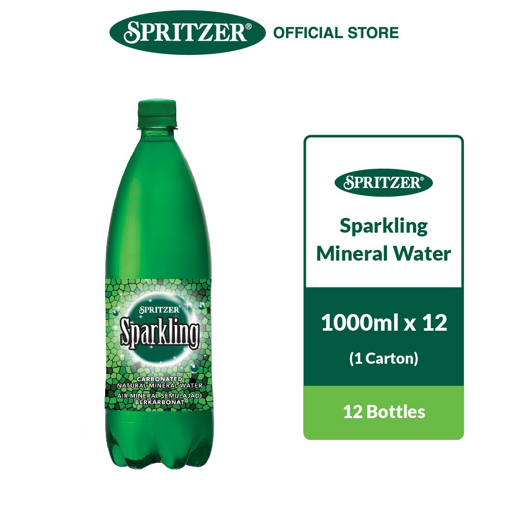 Spritzer Sparkling Natural Mineral Water (1000ML X 12) New PGMall