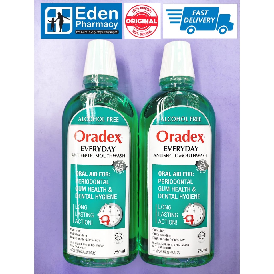 Oradex Everyday Antiseptic Mouthwash, oradex GREEN ( 2 x 750ml