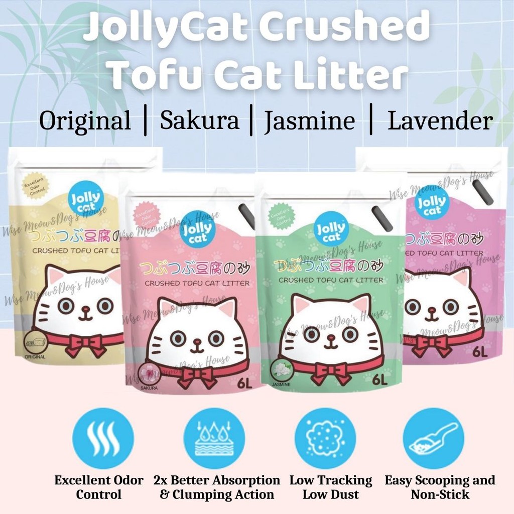 Jolly Cat Crushed Tofu Clumping Soya Cat Litter Tofu Pasir Kucing (6L