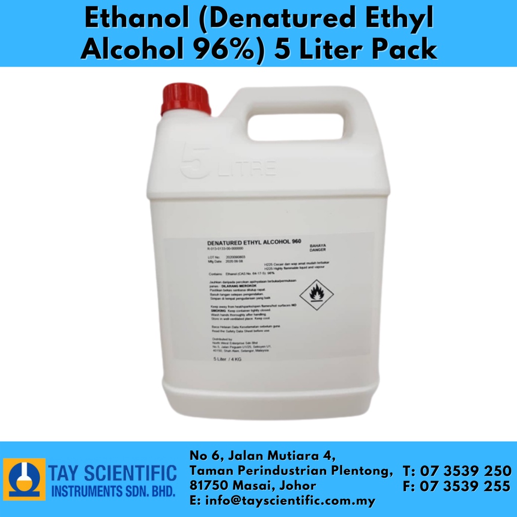 Ethanol (Denatured Ethyl Alcohol 96) 5 Liter Pack Shopee Malaysia