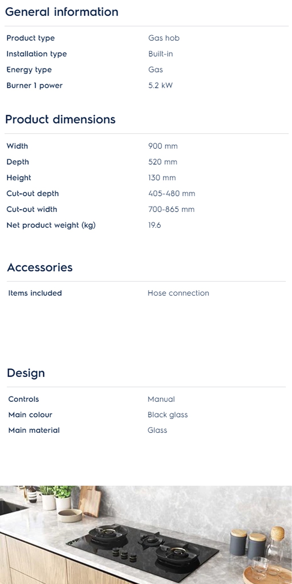 Electrolux Gas Hob 3 burner With Step Flame EHG9351BC built in gas hob