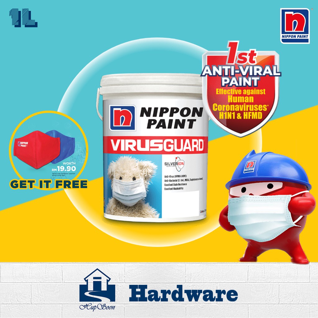 1L Nippon Paint VirusGuard Interior Wall Paint (Virus Guard AntiViral