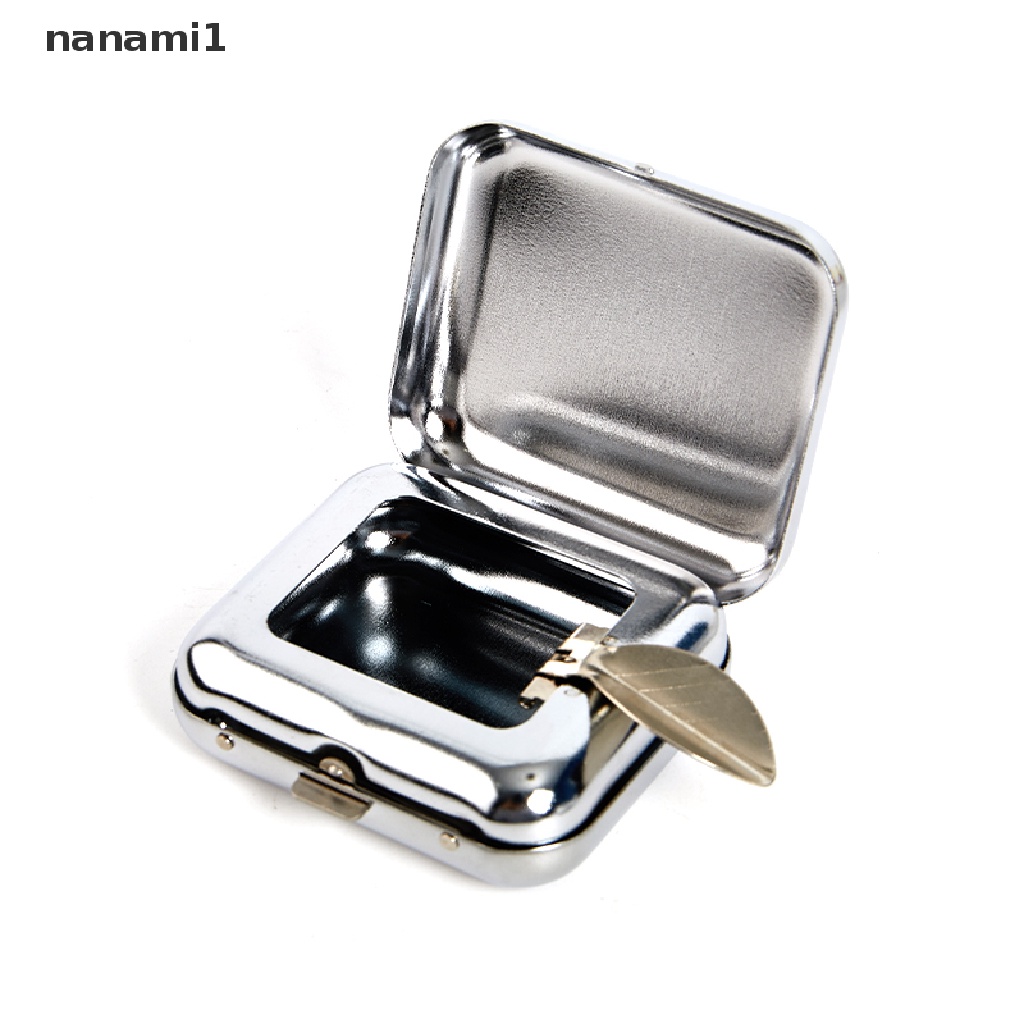 nanami1 Stainless Steel Square Pocket Ashtray metal Tray With Lids