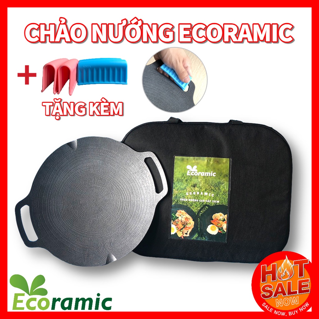 (Genuine Product) Korean ECORAMIC Premium Grilled Stone Pan 33CM