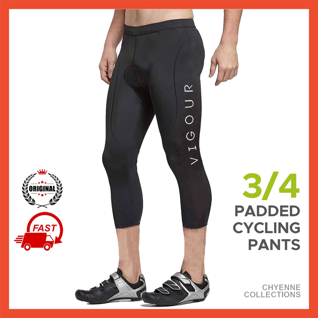 Quick Dry 3/4 Padded Cycling Pants • Men • Short Biking Tight Pants