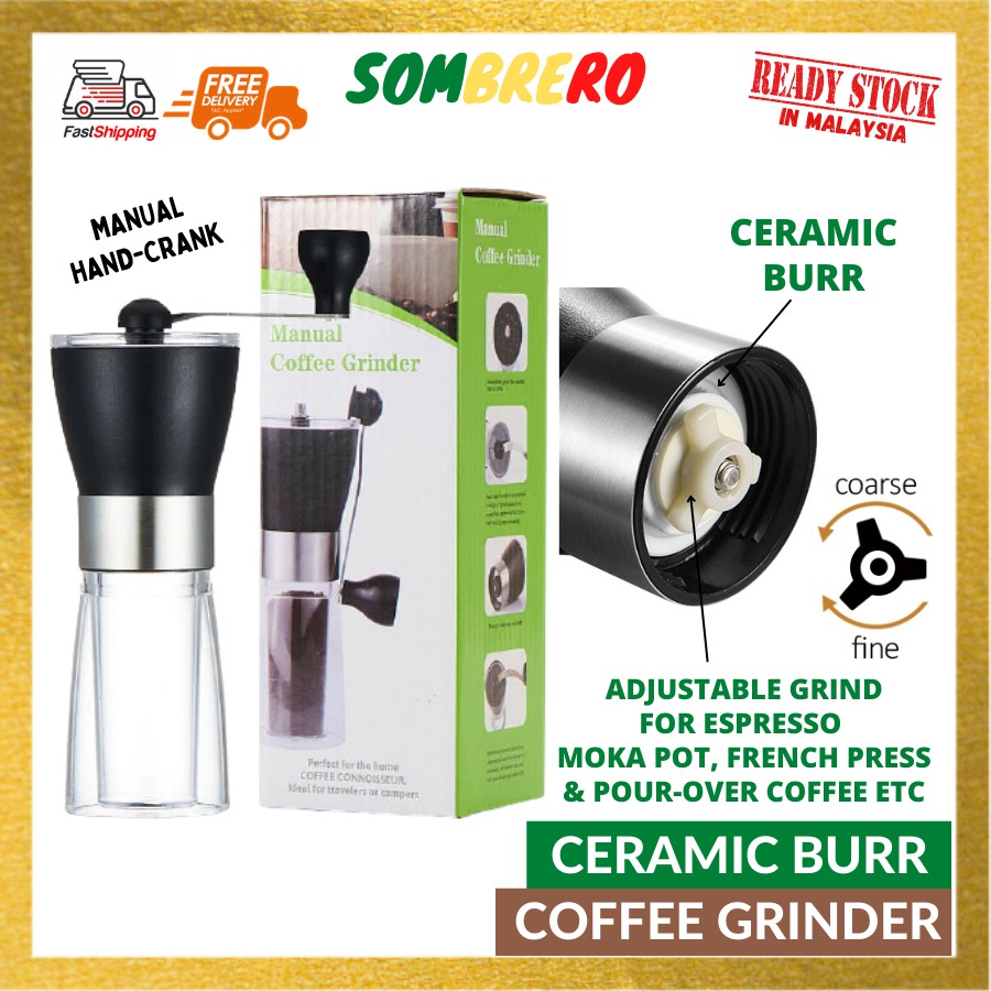 Ceramic Coffee Grinder Manual Adjustable Grind Size Coffee Mill