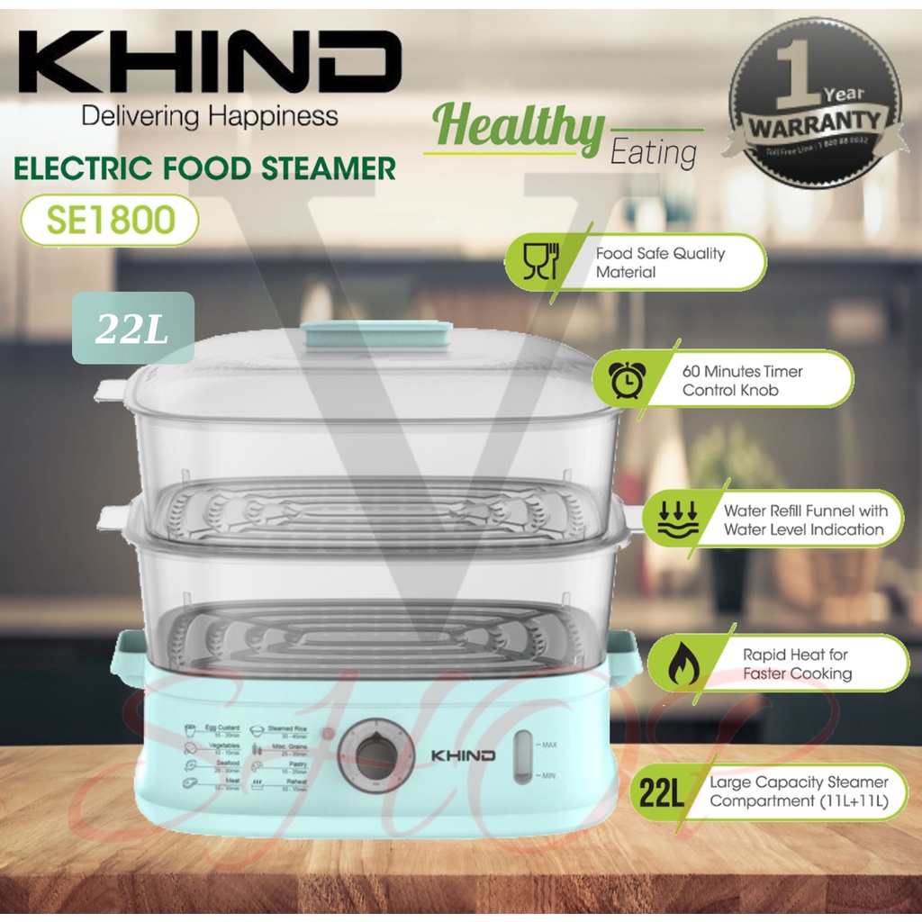 KHIND 22L ELECTRIC MULTI FOOD STEAMER SE1800 Shopee Malaysia