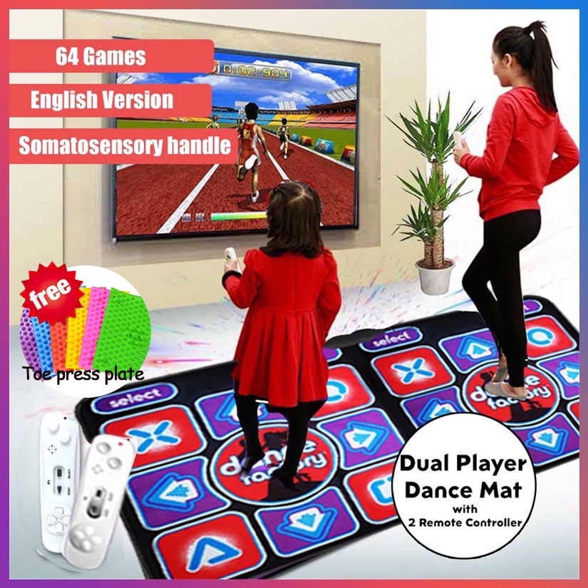 Double Dancing Mat Wireless Dance Mat with 2 Game Controller AV Ouput