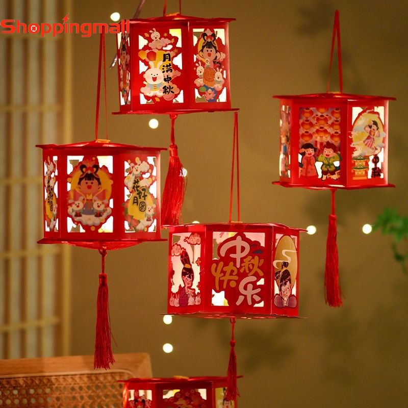 chinese lantern festival 2023 Traditional Chinese MID AUTUMN Red Portable Led Paper Lantern / 2023