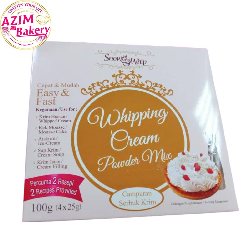 Whipping Cream (25g, 100g) Snow Whip Whipping Cream Powder Mix Serbuk
