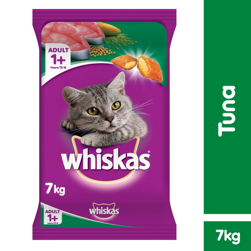 WHISKAS Cat Food Tuna Flavor for Adult Cats, 7kg. Complete and Balanced Cat Dry Food for Adult