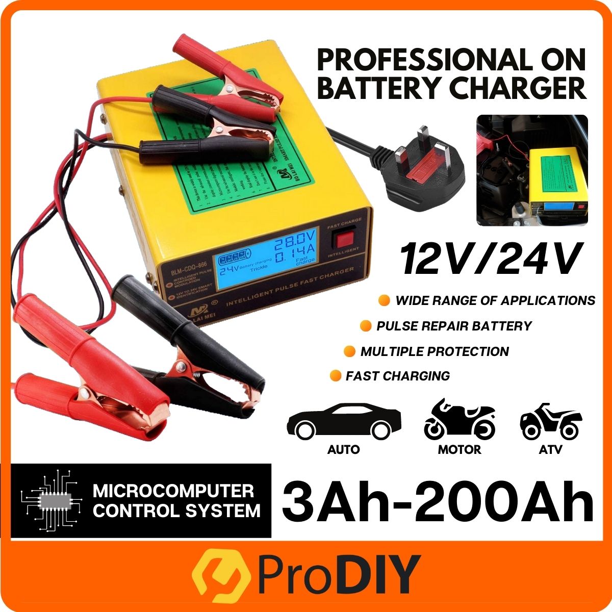 BLMCDQ866 12V/24V Car Battery Charger Motorcycle Lorry Repair